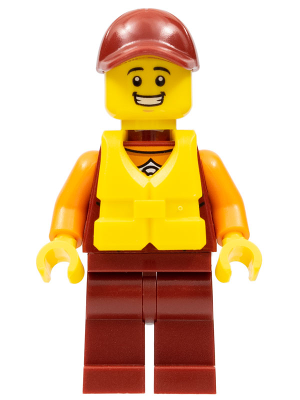 Coast Guard City - Rescuer, Dark Red Cap with Big Smile and Life Jacket