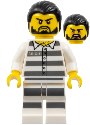 Mountain Police - Jail Prisoner 50380 Prison Stripes, Black Hair, Beard