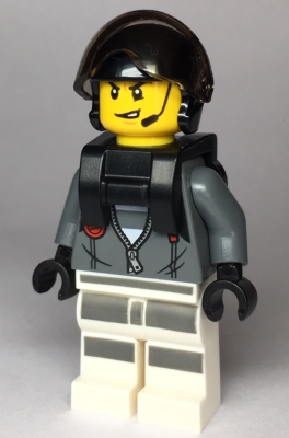 Sky Police - Jail Prisoner Jacket over Prison Stripes, Neck Bracket (for Parachute)