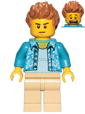 Camera Operator - Hawaiian Shirt, Tan Legs, Medium Nougat Hair Spiked