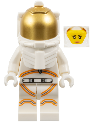 Astronaut - Female, White Spacesuit with Orange Lines, Closed Mouth Smile