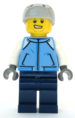 Snowboarder - Male, Medium Blue Jacket, Light Bluish Gray Sports Helmet