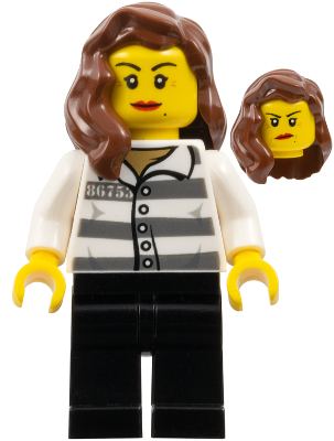 Police - Jail Prisoner 86753 Prison Stripes, Female, Reddish Brown Female Hair over Shoulder
