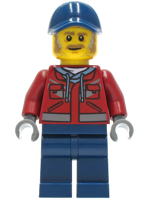 Truck Driver - Male, Dark Red Hooded Sweatshirt, Dark Blue Legs, Dark Blue Cap