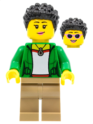 Stuntz Spectator - Female, Green Jacket, Dark Tan Legs, Black Coiled Hair