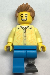 Grocery Store Customer - Male, Bright Light Yellow Shirt, Dark Azure Legs with Prosthetic Leg, Medium Nougat Hair