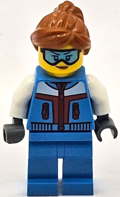 Ice Sculptor - Female, Dark Azure Jacket and Legs, Dark Orange Ponytail Hair, Ski Goggles