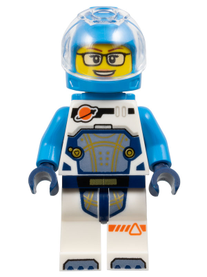 Astronaut - Female, White Spacesuit with Dark Azure Arms, Dark Azure Helmet, Trans-Clear Visor, Dark Azure Jet Pack, Glasses