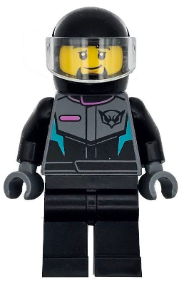 Race Car Driver - Male, Racing Suit with Hawk Head Logo, Black Legs, Black Helmet, Trans-Clear Visor, Goatee