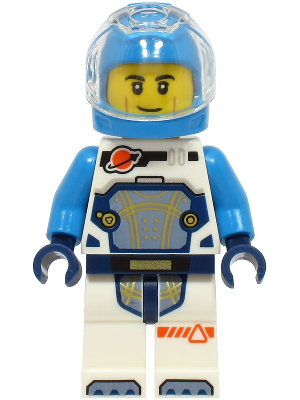 Astronaut - Male, White Spacesuit with Dark Azure Arms, Dark Azure Helmet, Trans-Clear Visor, Smirk