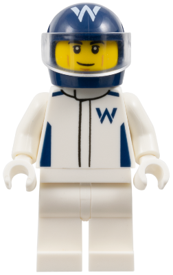 Formula 1 Driver, Williams - Male, White Racing Suit, Dark Blue Helmet, Trans-Clear Visor