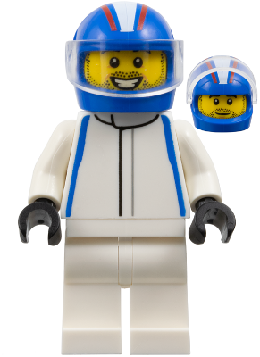 Formula 1 Driver, VCARB - Male, White Racing Suit, Blue Helmet, Trans-Clear Visor, Stubble