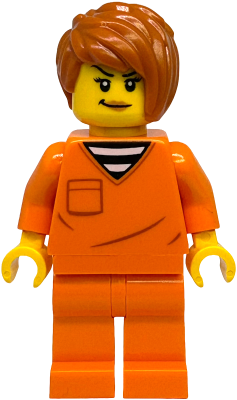 Police - City Jail Prisoner Female, Orange Prison Jumpsuit, Dark Orange Short Tousled Hair