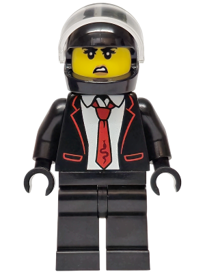 Police - City Bandit Crook Female, Black Tuxedo with Red Tie, Black Legs, Black Helmet