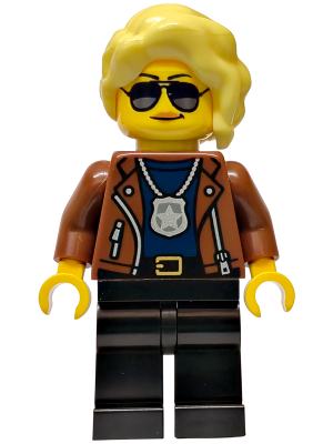 Police - City Detective Female, Reddish Brown Jacket, Black Legs, Bright Light Yellow Hair