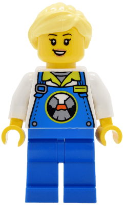 Lava Land Worker - Female, Blue Overalls and Legs, Bright Light Yellow Hair