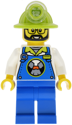 Lava Land Worker - Male, Blue Overalls and Legs, Lime Mining Helmet