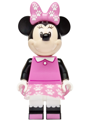 Minnie Mouse - Dark Pink Top, Dress and Bow with Paw Prints