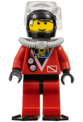 Divers - Red Diver 2, Red Legs with Black Hips, Black Helmet, White Bangs, Black Flippers