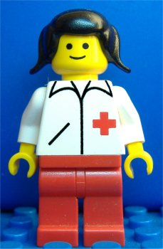 Doctor - Straight Line, Red Legs, Black Pigtails Hair
