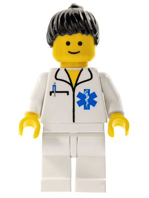 Doctor - EMT Star of Life, White Legs, Black Ponytail Hair