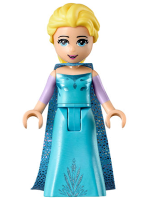 Elsa - Medium Blue Long Narrow Cape, Lavender Sleeves
