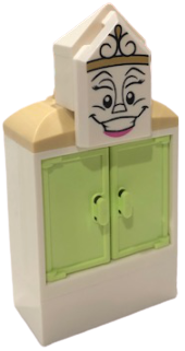 Wardrobe - Yellowish Green Doors, Printed Face on Tile, Modified 2 x 3 Pentagonal, Tan Curved Slopes