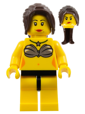 Windsurfer - Female, Shell Bra, Black Hips, Long Dark Brown Hair