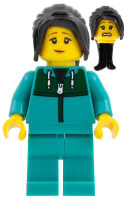 Astronaut - Female, Dark Brown Long Hair, Dark Turquoise Track Suit