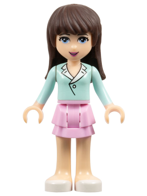 Friends Sophie - Bright Pink Layered Skirt, Light Aqua Long Sleeve Blouse Top
