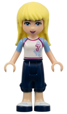 Friends Stephanie - Dark Blue Cropped Trousers, White Soccer Jersey
