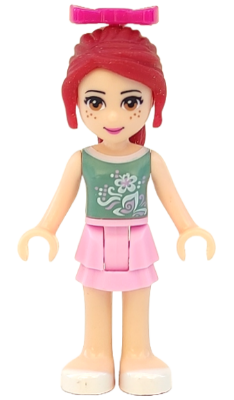 Friends Mia - Bright Pink Layered Skirt, Sand Green Top, Magenta Bow
