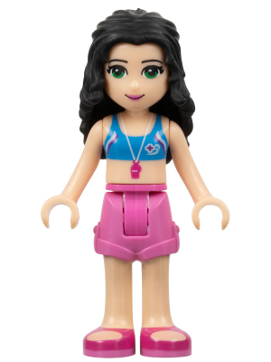 Friends Emma - Dark Pink Shorts, Bikini Top With Whistle, Bow