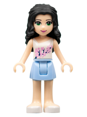 Friends Emma - Bright Light Blue Skirt, White Top with Pink Flowers