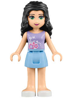 Friends Emma - Bright Light Blue Skirt, Lavender Top with Flowers