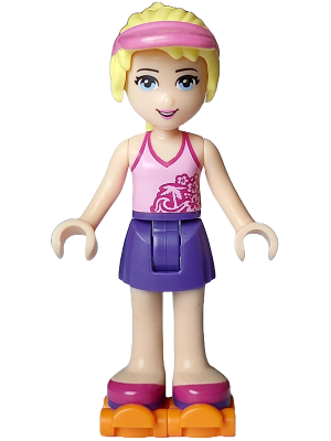 Friends Stephanie - Dark Purple Skirt, Bright Pink Top, Orange Roller Skates