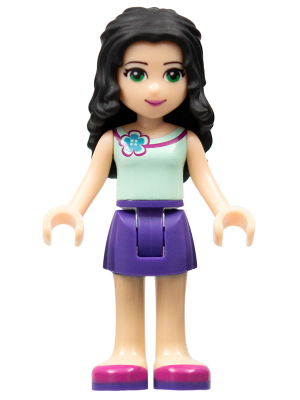 Friends Emma - Dark Purple Skirt, Light Aqua Top with Flower at Neck