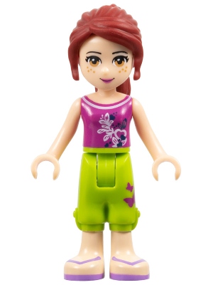 Friends Mia - Lime Cropped Trousers, Magenta Top