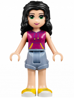 Friends Emma - Sand Blue Shorts, Magenta Top with Yellow and Dark Purple Stripes