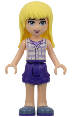 Friends Stephanie - Dark Purple Shorts, White Plaid Button Shirt
