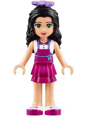 Friends Emma - Magenta Layered Skirt, White Top with Magenta Apron, Medium Lavender Flower