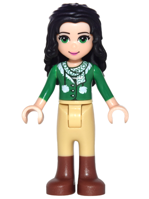 Friends Emma - Tan Riding Pants, Green Sweater with Scarf