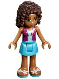 Friends Andrea - Medium Azure Skirt, Magenta Vest Top