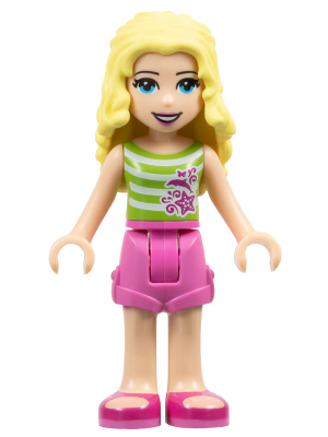 Friends Liza - Dark Pink Shorts, Green Top with White Stripes