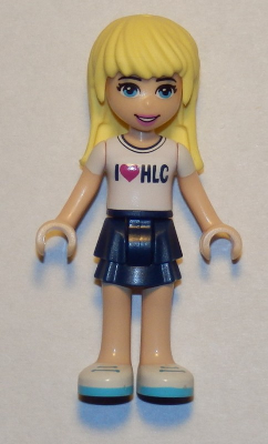 Friends Stephanie - Dark Blue Layered Skirt, White T-Shirt with 'I Heart HLC' Pattern