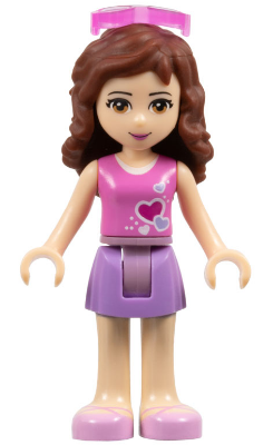 Friends Olivia (Light Nougat) - Medium Lavender Skirt, Dark Pink Top with Hearts and White Undershirt, Trans-Dark Pink Sunglasses