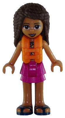Friends Andrea - Magenta Layered Skirt, Dark Turquoise and Gold Top, Life Jacket