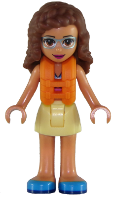 Friends Olivia (Nougat) - Bright Light Yellow Skirt, Dark Pink and Dark Azure Swimsuit Top, Life Jacket