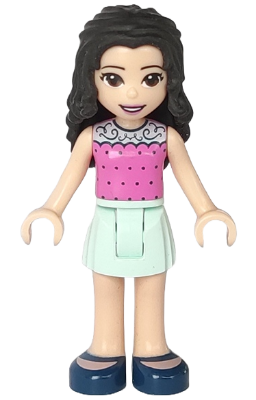 Friends Emma - Dark Pink Top with Dots, Light Aqua Skirt, Dark Blue Shoes