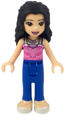 Friends Emma - Blue Trousers, Dark Pink Top with Bright Pink Filigree, 2 Necklaces
